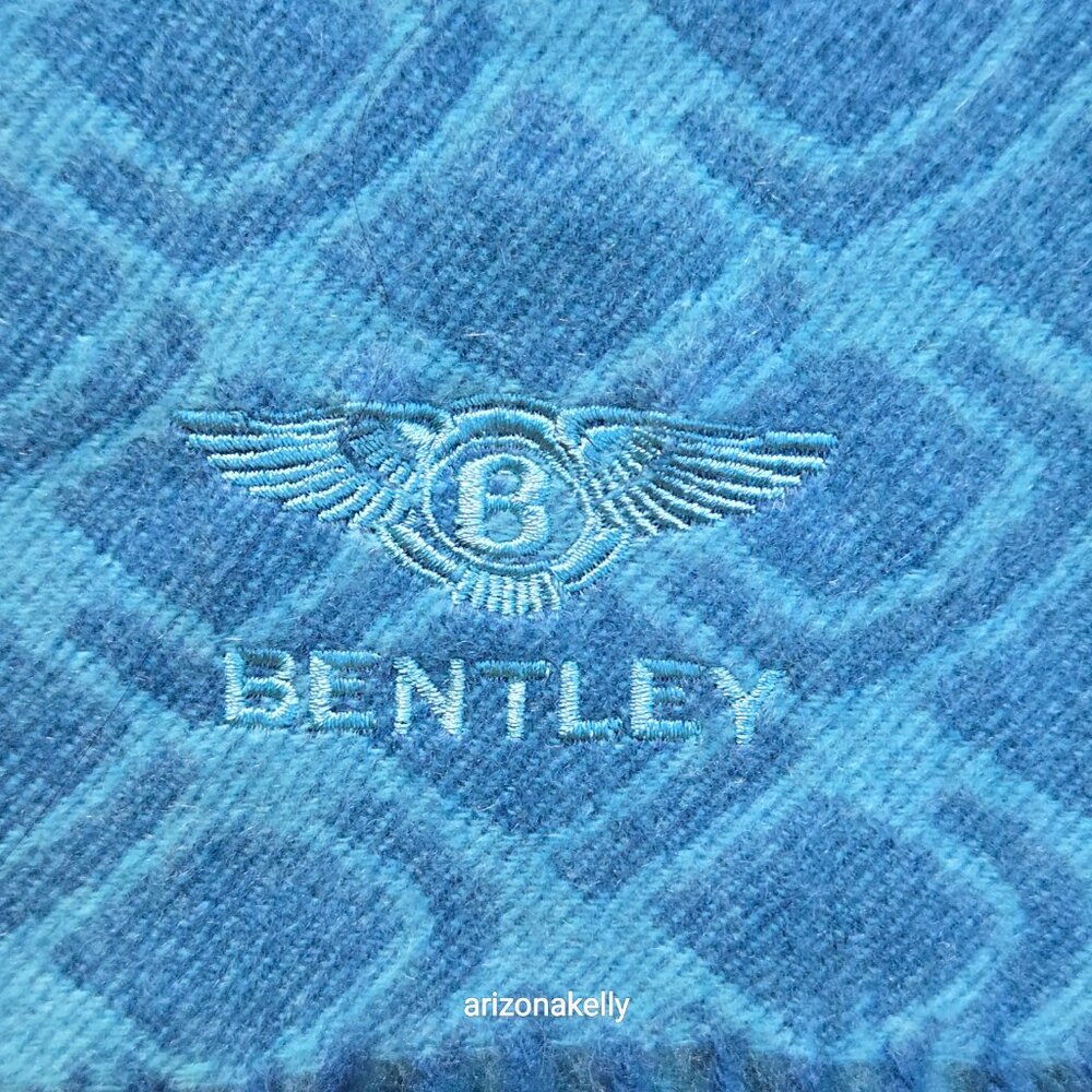 NWT Bentley Cashmere Scarf Blue - Picture 7 of 8